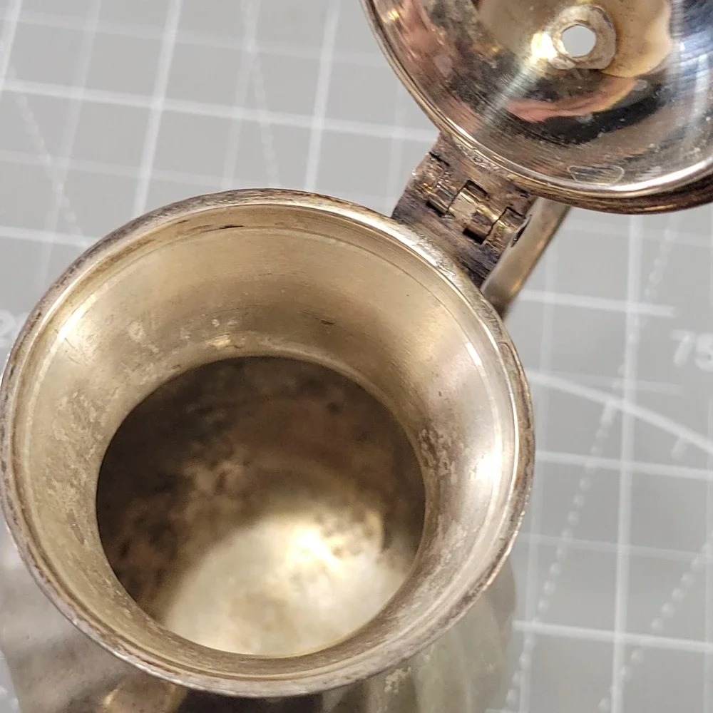 Mini Silver Brass Metal Teapot Coffee Pot Hinged Lid Victorian Style India Decor